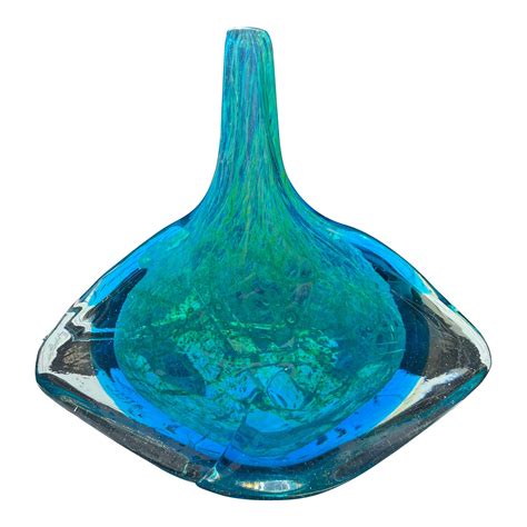 Mdina Axe Fish Head Vase Hand-Blown & Signed by Michael Harris 1978
