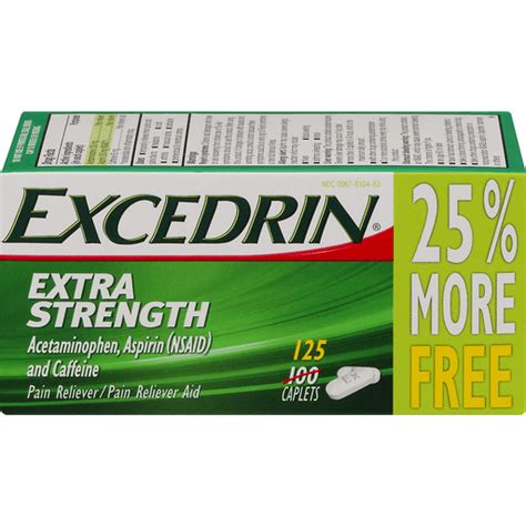 Excedrin Extra Strength Pain Reliever Caplets 125 CT Shop Edwards