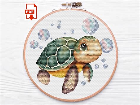 Sea Turtle Cross Stitch Pattern - Simple, Easy, Modern Xstitch PDF - Etsy
