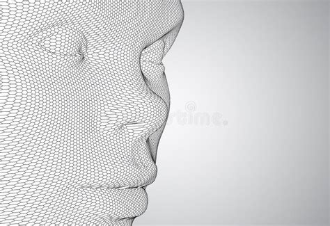 3d Vector Hexagon Female Face Stock Vector Illustration Of Line Path