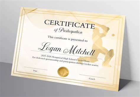 Editable Cricket Certificate Template, Printable Cricket Award for Tea ...