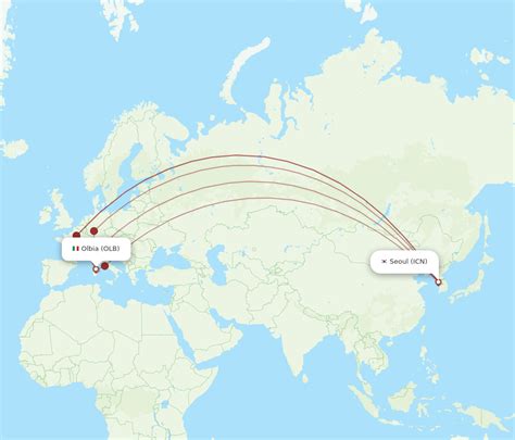 All Flight Routes From Olbia To Seoul Olb To Icn Flight Routes