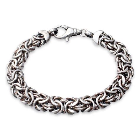 Milor Italy Sterling Silver Byzantine Chain Bracelet Gem