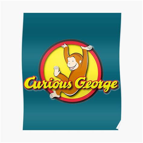 Curious George Playfully Swinging Circle Logo Poster For Sale By