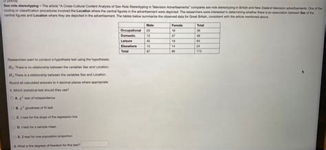 Solved Points Sex Role Stereotyping The Article A