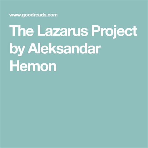 The Lazarus Project by Aleksandar Hemon | The lazarus project, Projects, Books