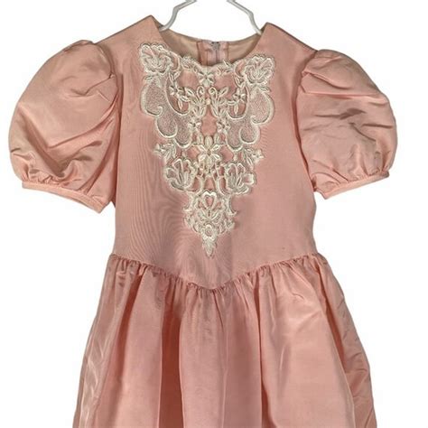 Vintage 80 S Gunne Sax Pink Peachy Lace Trim Dress T Gem