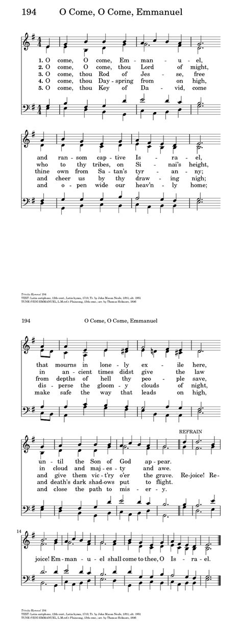 O Come O Come Emmanuel Lyrics Printable Printable Templates