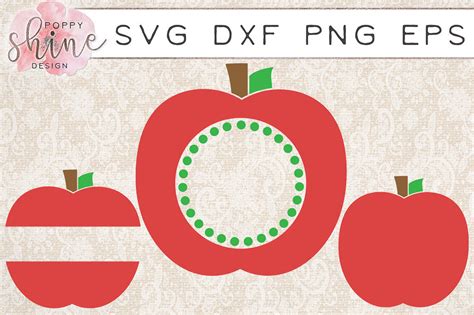 Apple Monogram Frame Bundle Of Svg Png Eps Dxf Cutting Files By Poppy