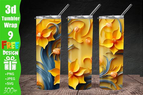 3d Daffodil Flowers 20 Oz Skinny Tumbler Graphic By Qasimgraphic1 · Creative Fabrica