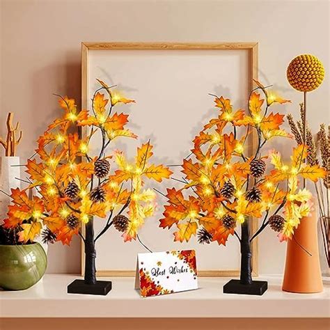 Artificial Fall Lighted Maple Tree 24 Led Thanksgiving