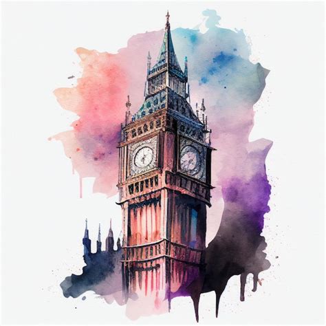 Premium AI Image Big Ben In Watercolor Style By Generative AI