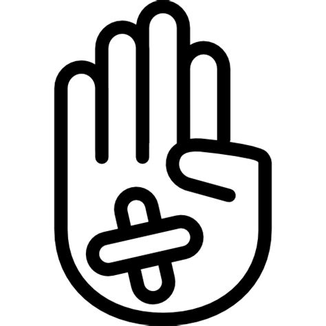 Hand Showing Palm Outline With Band Aid Free Icon