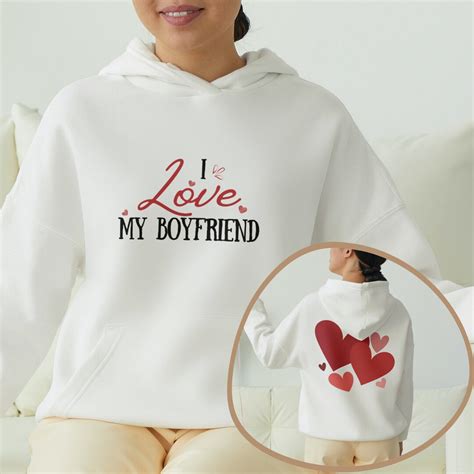 Valentines Day Hoodie For Women I Love My Boyfriend Hoodie Cute Couples T Etsy