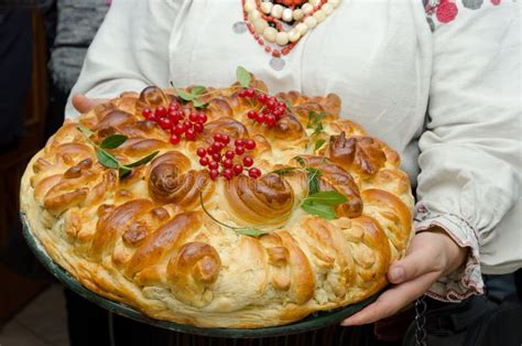 Ukrainian Traditional Festive Bread Stock Photo Image Of Large Held