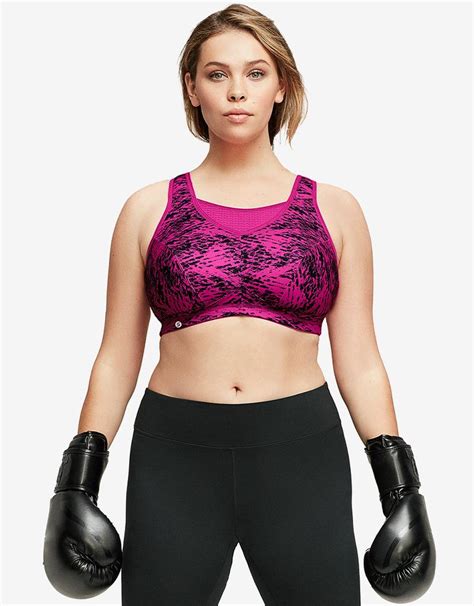 Glamorise The Elite No Bounce Cami Sports Bra Fuchsia Print Brastop Us