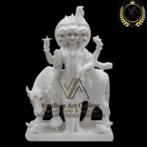 White Painted Marble Datta Bhagwan Statue For Worship Size