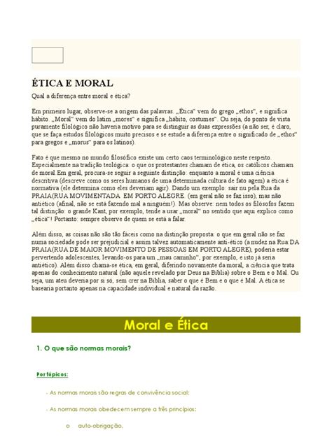 O Que E Moral E O Que E Etica Pdf Moralidade Cidadania