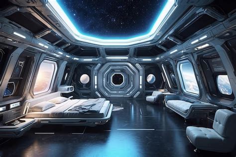 Premium Photo Cosmic Space Station Room Infuse Otherworldly Design