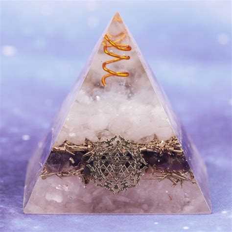 Powerful Amethyst Stone Crystal Orgonite Pyramid with White Crystal ...