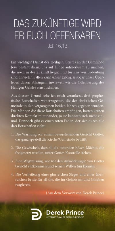 Das Zuk Nftige Wird Er Euch Offenbaren Derek Prince Ministries Schweiz