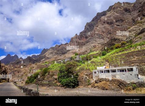 Mountains In Background Santo Antao Cape Cabo Verde Hi Res Stock