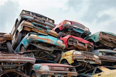 Premium Photo Pile Of Scrap Waste Of Cars For Recycling Smashed