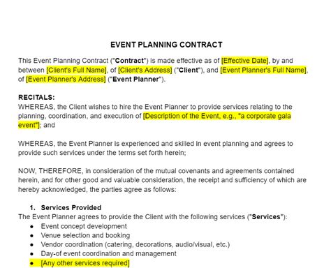 Event Planning Contract Template Freshdox