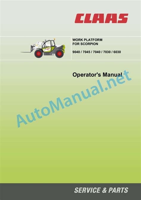 Claas Scorpion K Telehandlers Operator Manual En