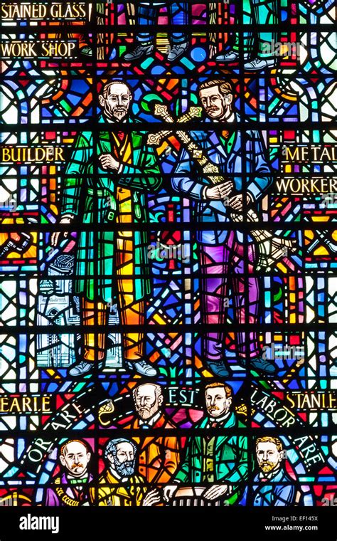 Stained Glass Window Liverpool Anglican Cathedral England Uk Stock