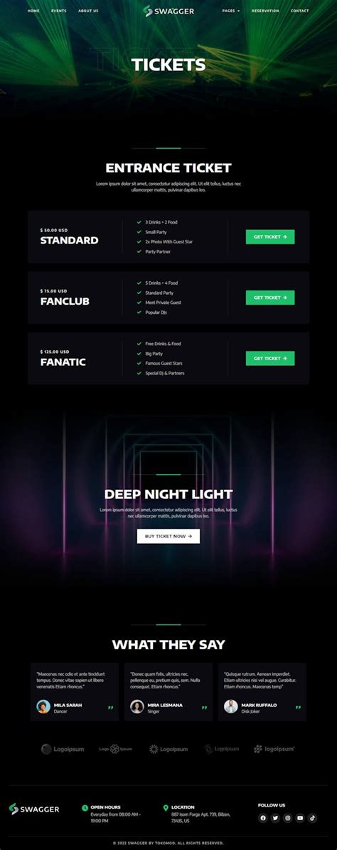 Swagger Night Club And Dj Elementor Template Kit Wp Template Kits Ft