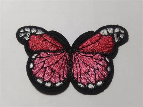 3 Red Pink W White Trim Monarch Butterfly Patch Iron On Sew On Embroidered Ebay