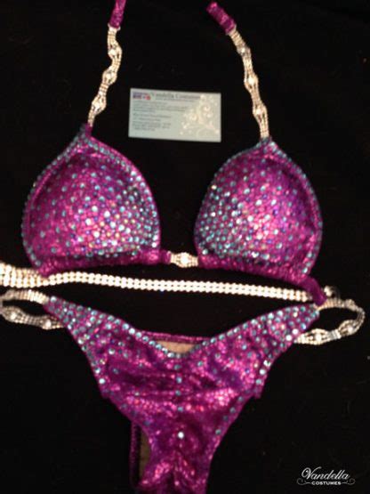 Fuchsia Bikini Competition Suit With Rhinestone Connectors