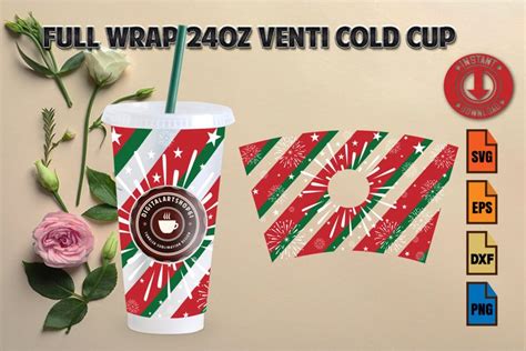 Snowflake Christmas Fireworks Svg Full Wrap Venti