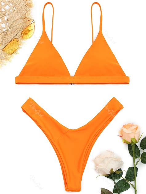 53 OFF Spaghetti Straps Soft Pad Thong Bikini Set Rosegal