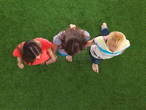 Three Women With Naked Feet Standing In Grass Stock Image Image Of Shot Sole