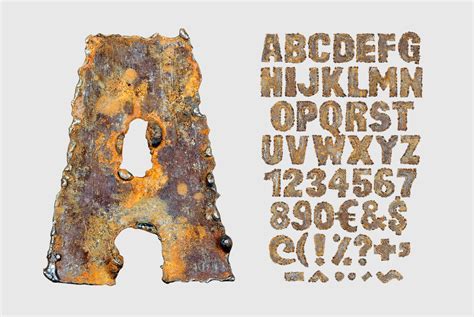 Rusty Metal Font Opentype Typeface Handmadefont