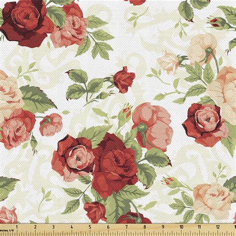 Vintage Floral Upholstery Fabric Floral Fabric By The Yard, Vintage Colorful Flowers And Curls ...