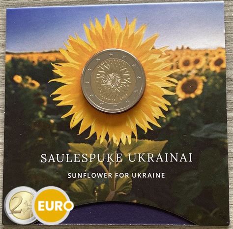 Lettonie 2023 2 Euros Tournesol Ukrainien BU FDC Coincard Euronotes Be