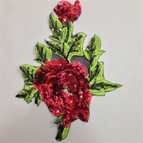 Rose Flowers Sequin Embroidery Cloth 3d Rose Embroidery Patches Diy