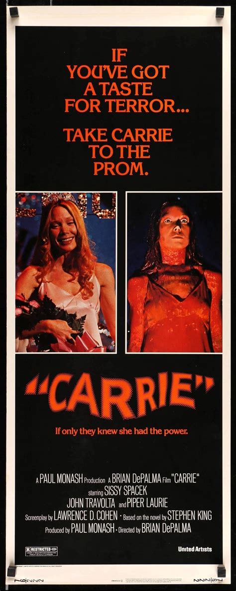 Carrie 1976 Original Insert Movie Poster 14 X 36 Original Film