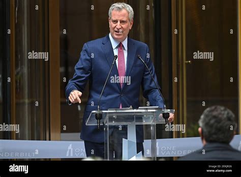 New York City Mayor Bill De Blasio Delivers Remarks Before The Ribbon