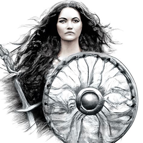 Determined Viking Shield Maiden Digital Art · Creative Fabrica