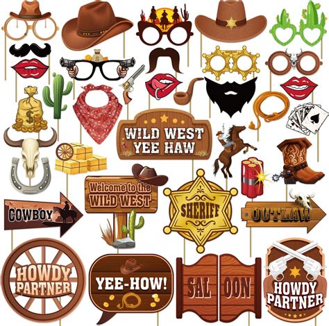 Amazon 36Pcs Country Party Decorations Photo Booth Props Western