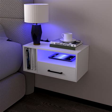 Amazon Homaterial Floating Nightstand With Charging Station And