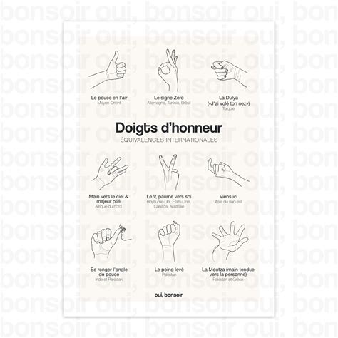 Affiche doigts d honneur équivalences internationales A4 Etsy France