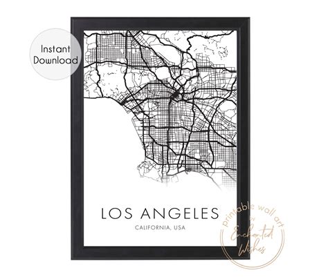 Large Los Angeles City Map Print - Wall Art Printable Prints