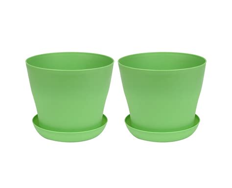 2Pcs Flower Pot With Saucer Large Mouth PP Drainage Holes Plant