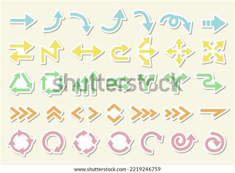 Sticker Style Colorful Arrow Set Vector Stock Vector Royalty Free