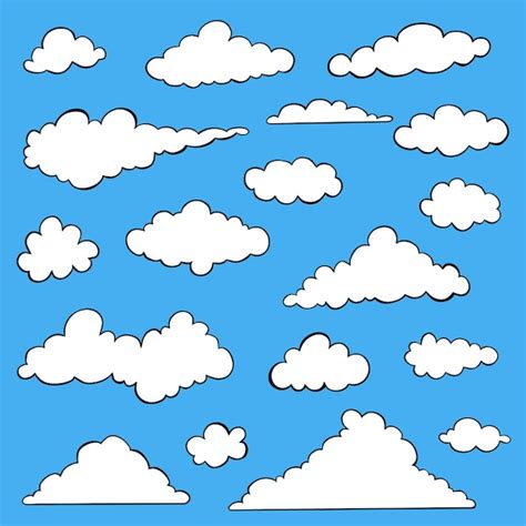 O Vetor De Nuvem Define Nuvens Brancas De Desenhos Animados De Forma